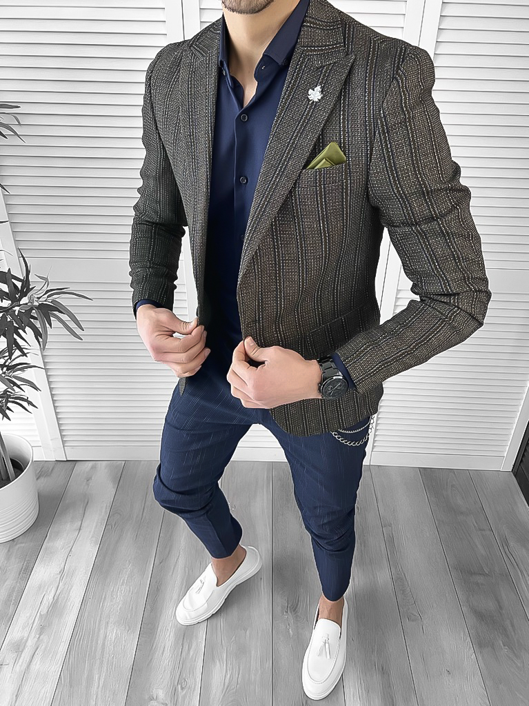 Sacou barbati slim fit maro 10118 35-2.2