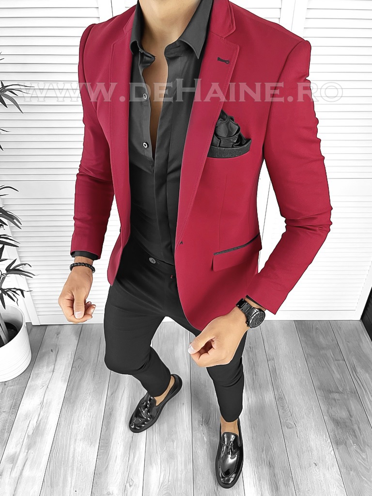 Sacou barbati slim fit rosu B8301 D3-5.2