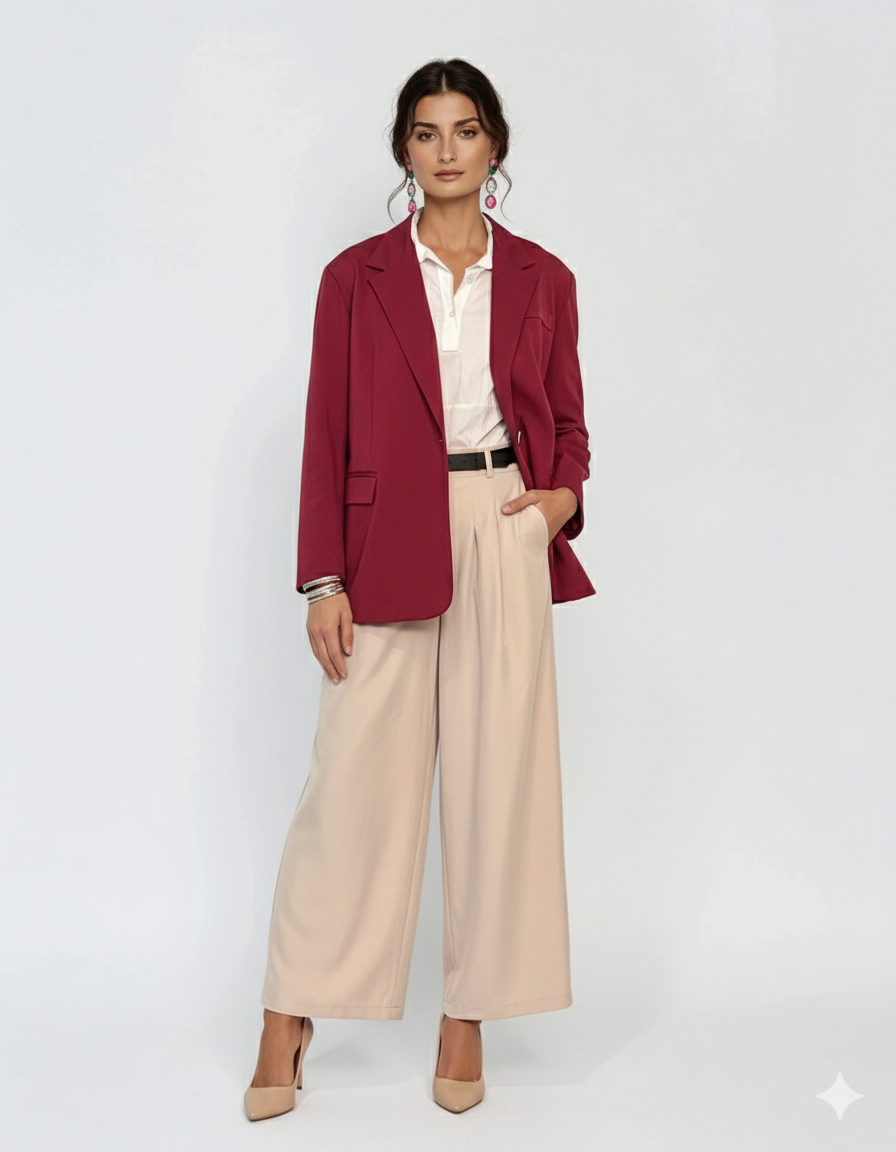 Sacou oversized damă grena - Unica (XL-3XL)