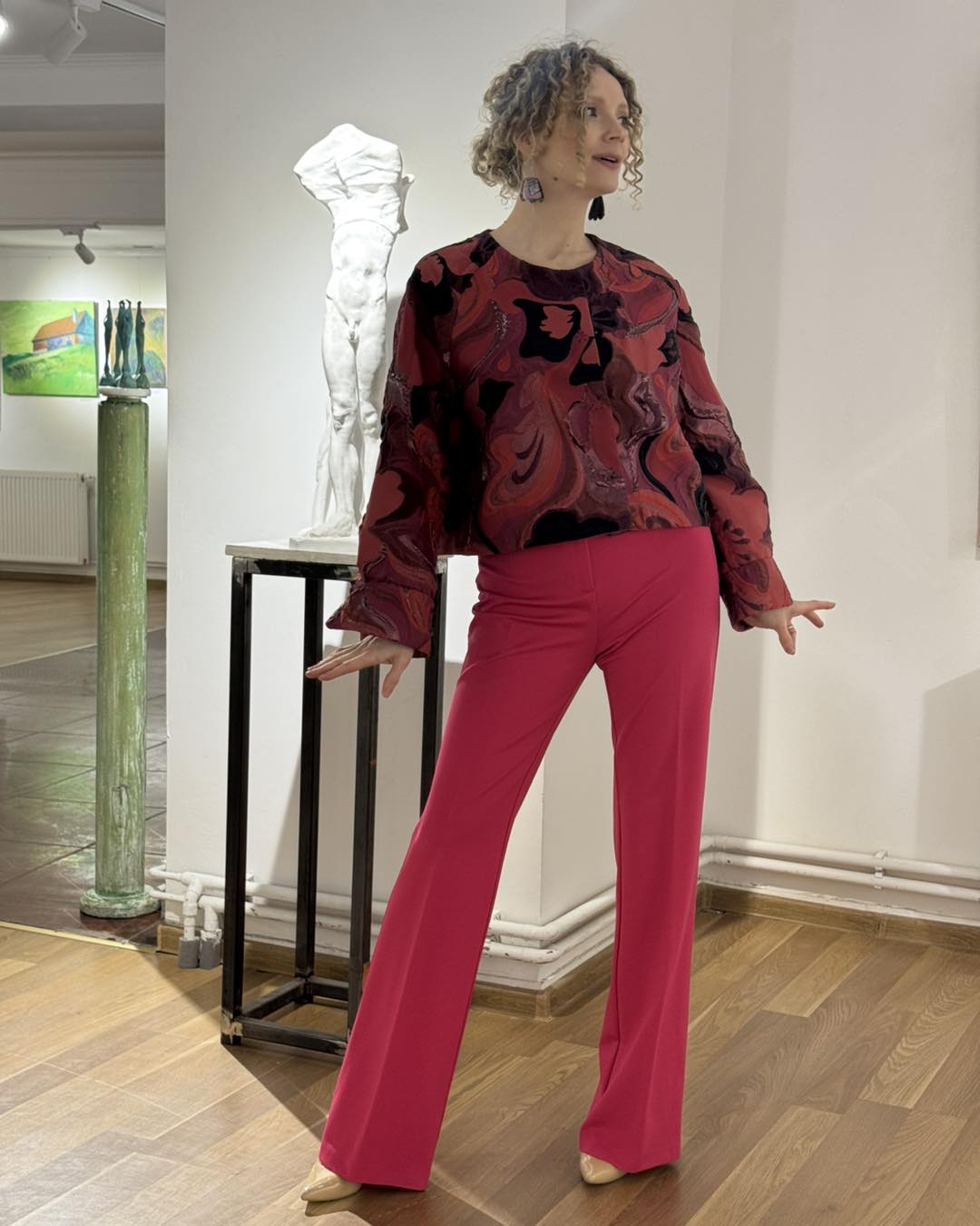 Sacou roz cu model stilizat - S INTL