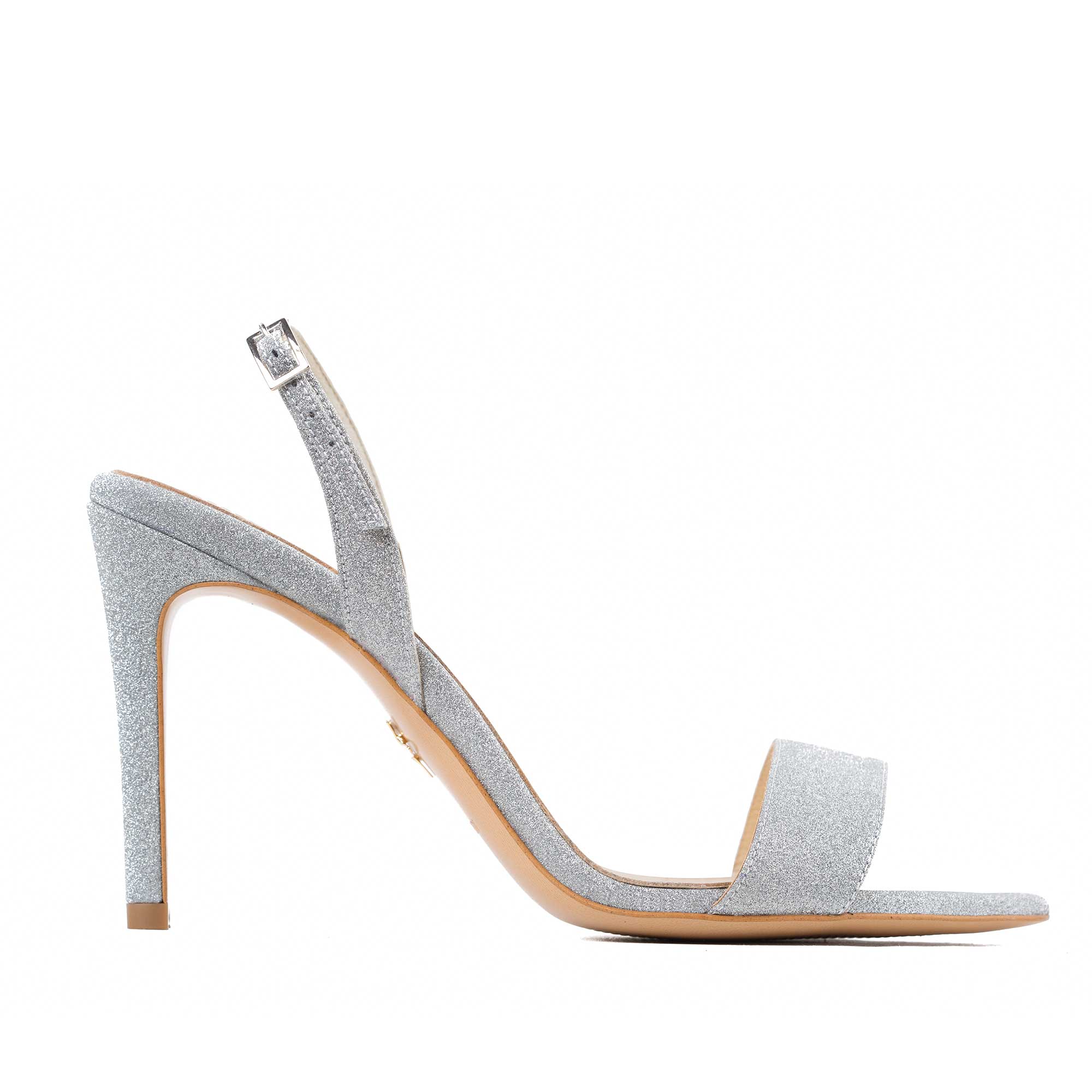 Sandale Agata Piele Naturala Glitter, Gri - 41 / 8 cm