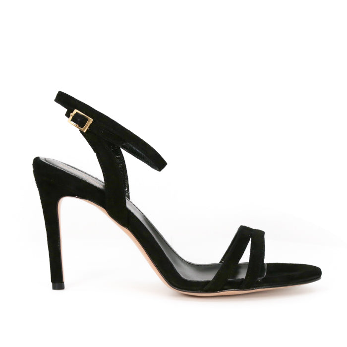 Sandale Alinna Piele Intoarsa, Negre - 38 / 1 cm