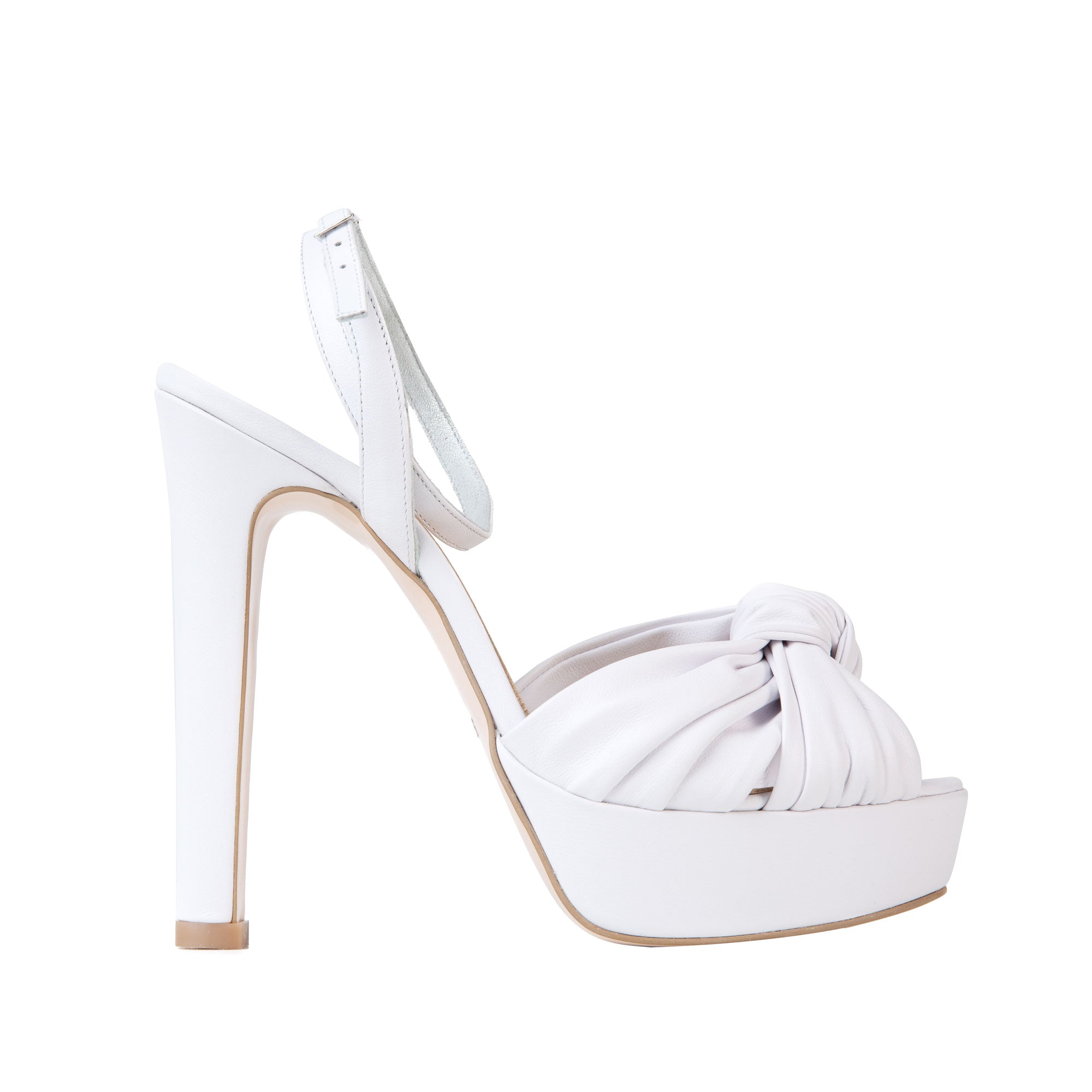 Sandale Bianca cu Platforma Piele Naturala, Albe - 35 / 14cm - Subtire