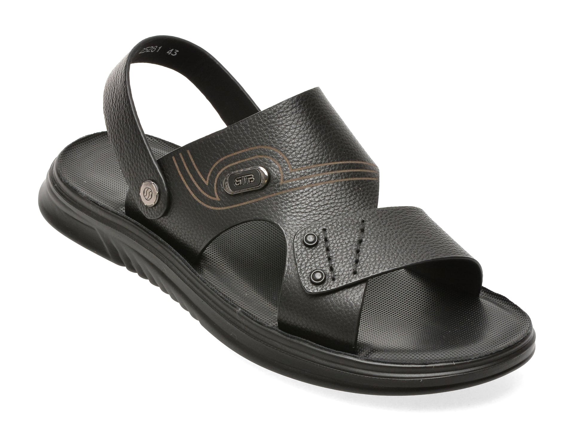 Sandale BITE THE BULLET negre, 25281, din piele naturala