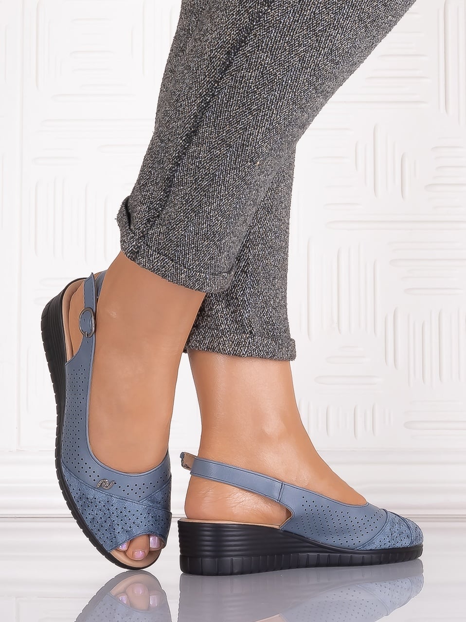 Sandale casual Albastre dama din Piele Ecologica Auura - poza 4