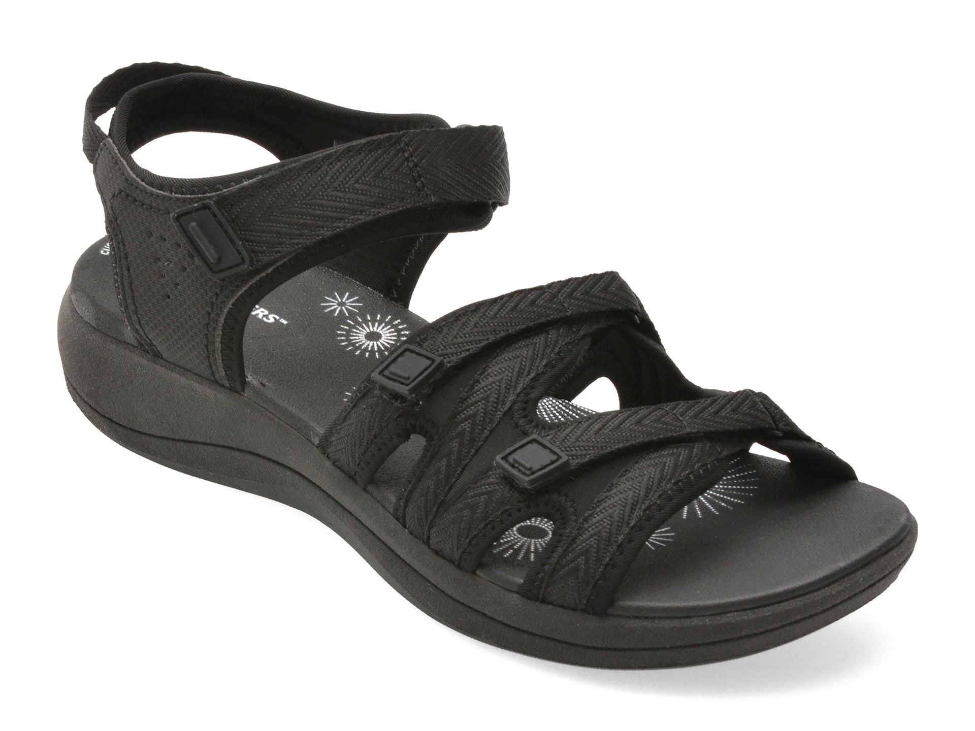 Sandale CLARKS negre, MIRA MADI, din material textil