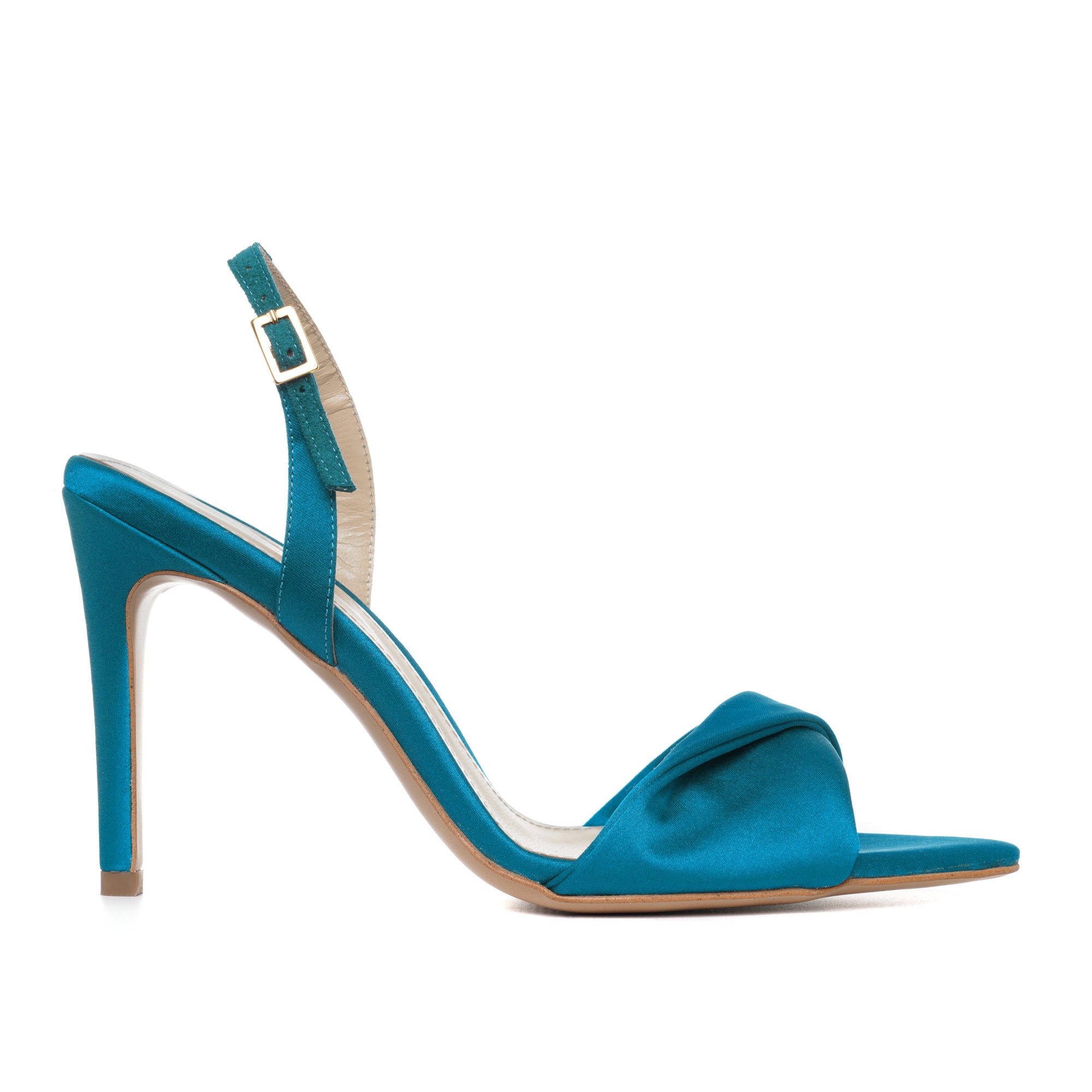 Sandale Cleo Satin, Varf Ascutit, Albastru-Petrol - 36 / 9.5 cm