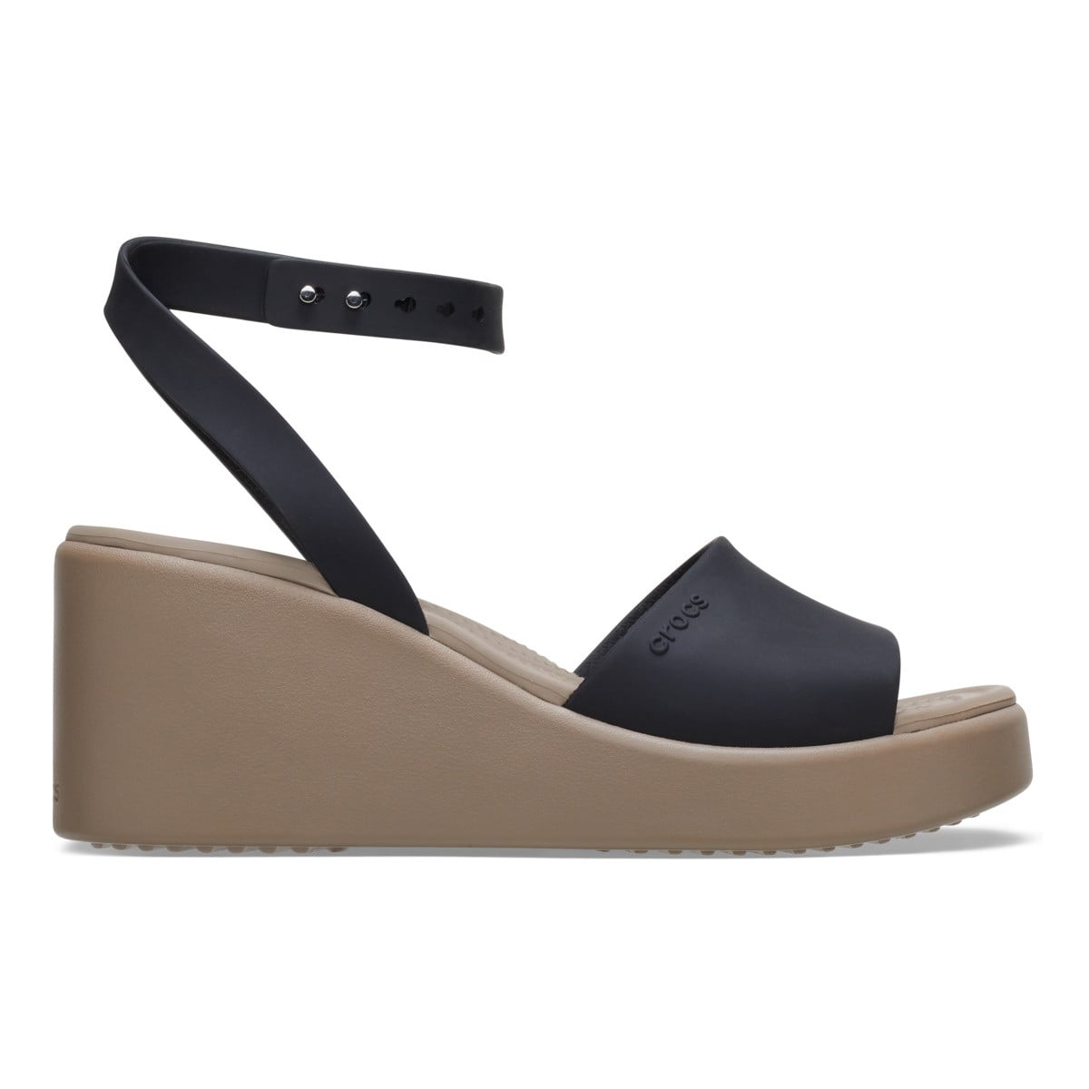 Sandale Crocs Brooklyn Ankle Strap Wedge Negru - Black/Mushroom - poza 1