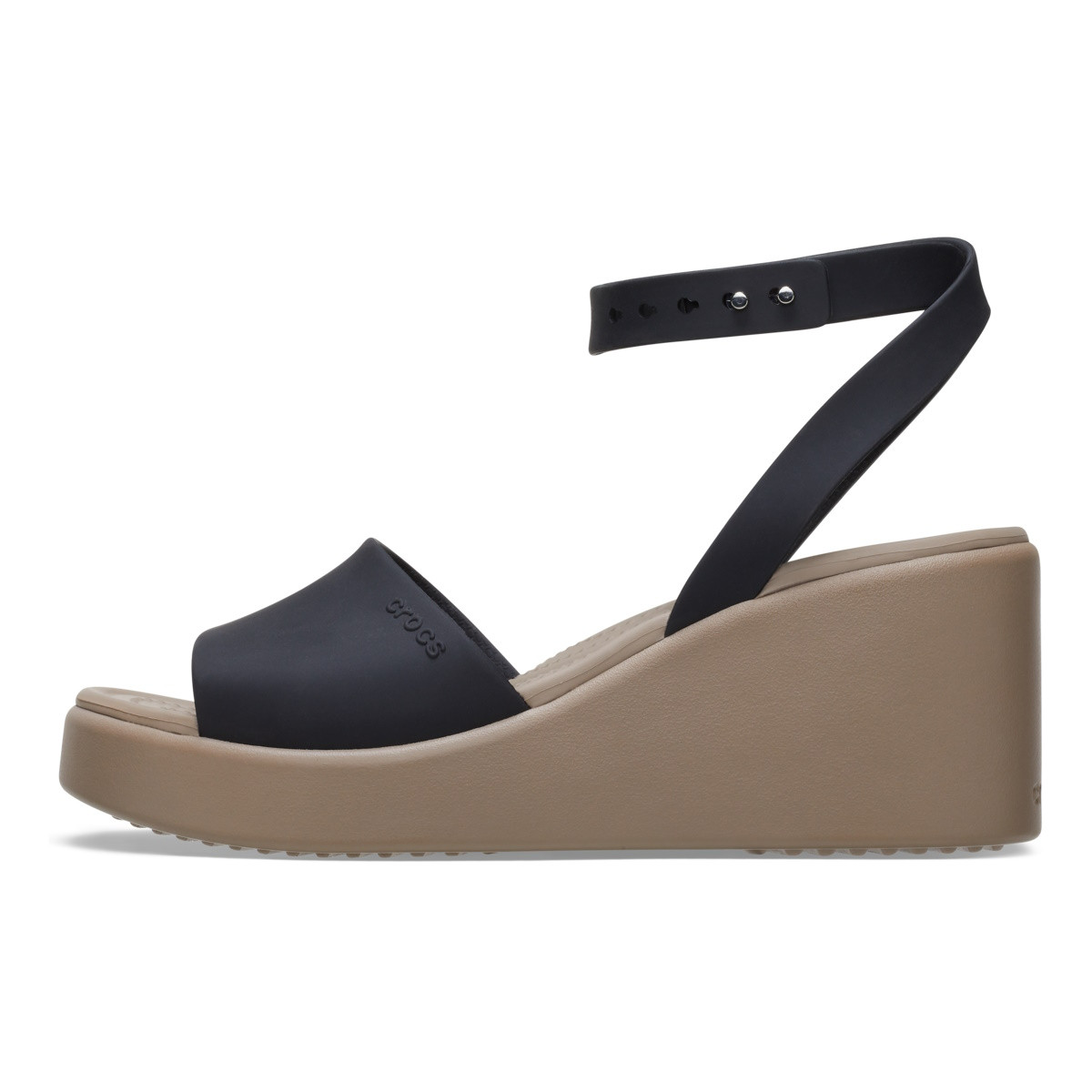 Sandale Crocs Brooklyn Ankle Strap Wedge Negru - Black/Mushroom - poza 3