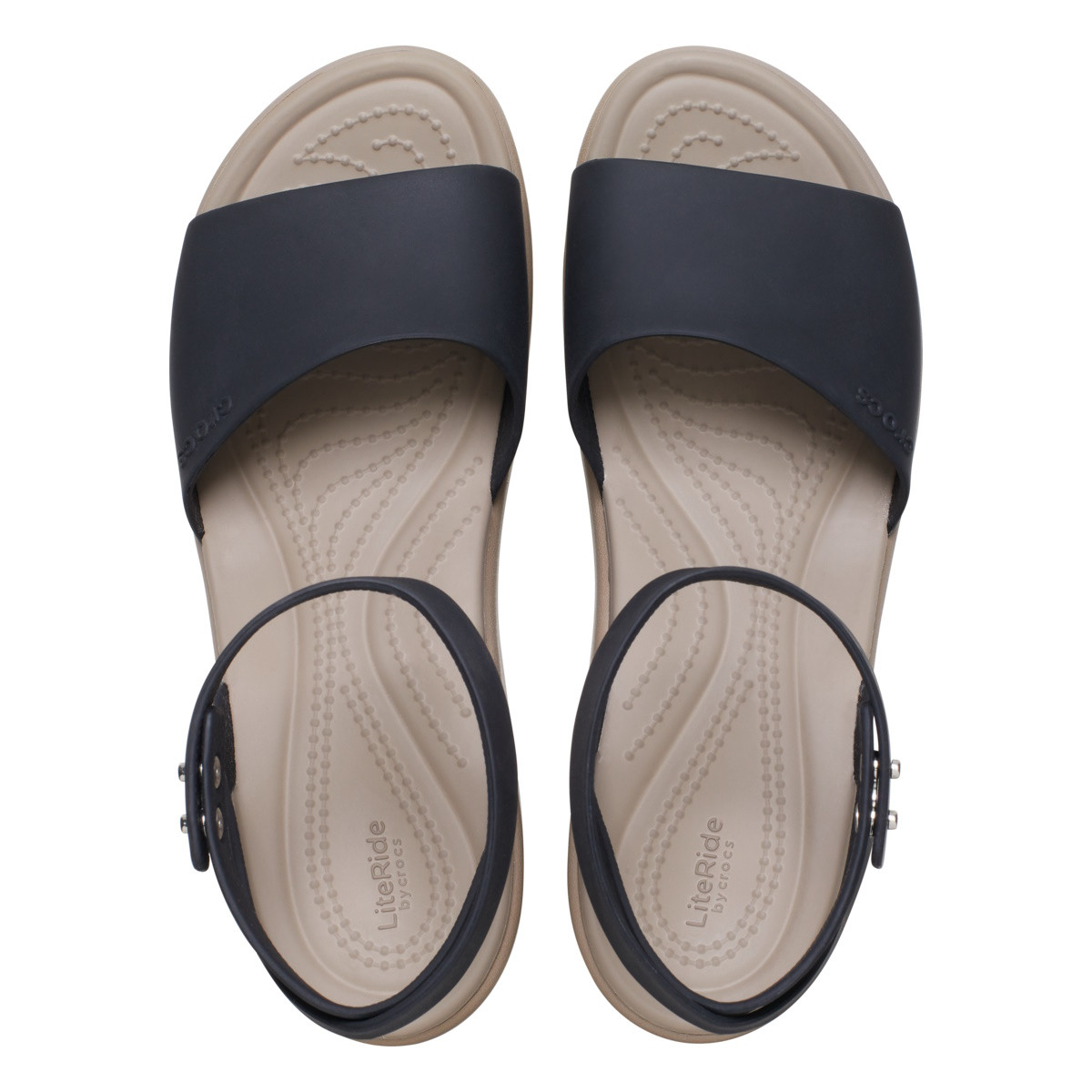 Sandale Crocs Brooklyn Ankle Strap Wedge Negru - Black/Mushroom - poza 4