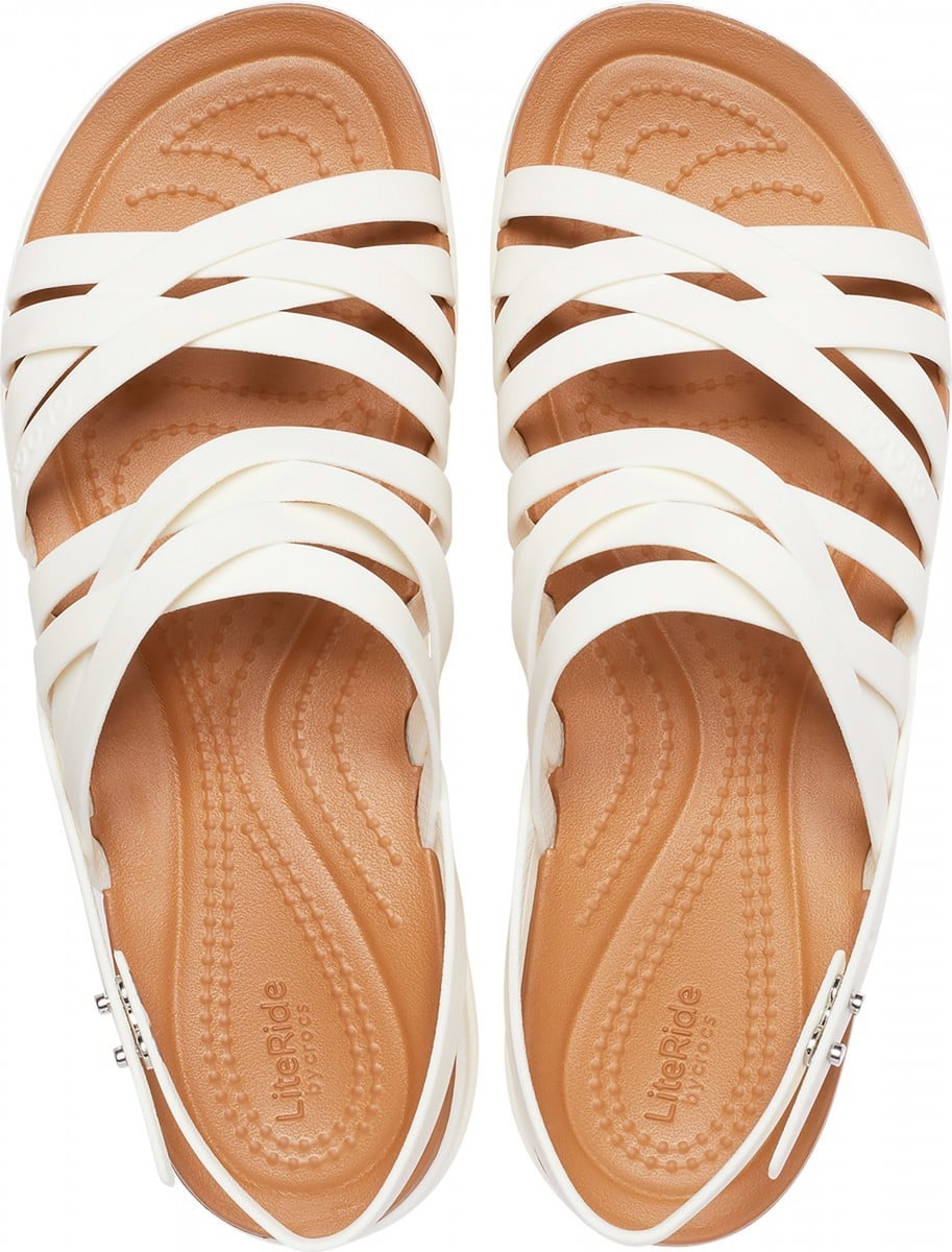 Sandale Crocs Brooklyn Strappy Low Wedge Alb - Oyster - poza 3