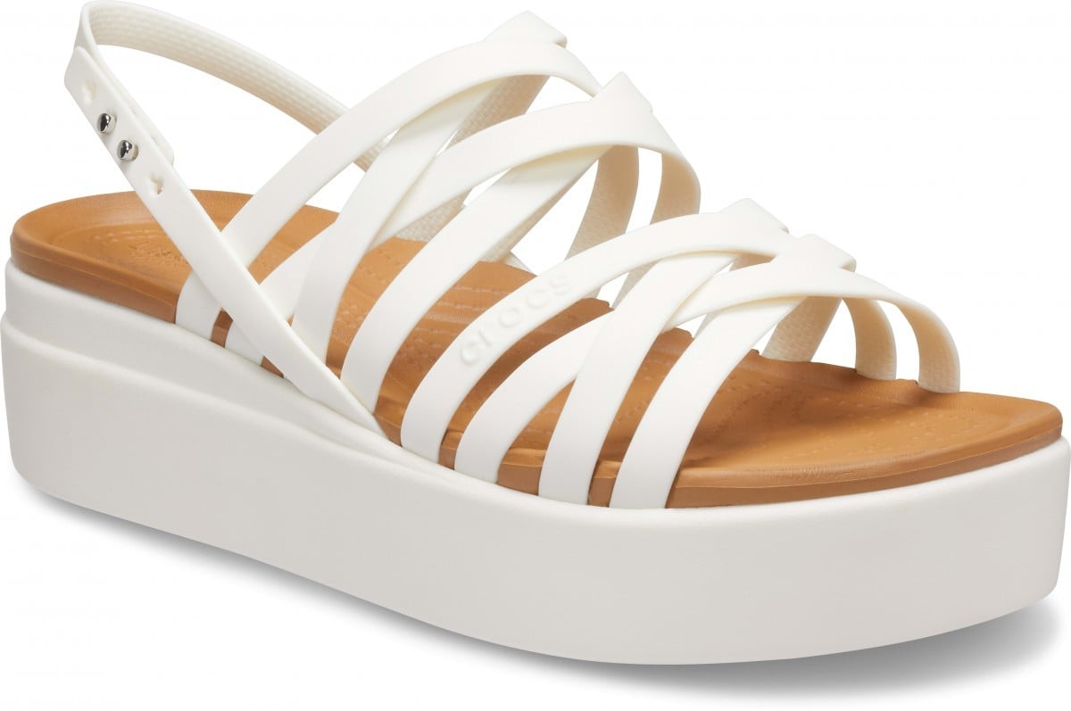 Sandale Crocs Brooklyn Strappy Low Wedge Alb - Oyster - poza 1
