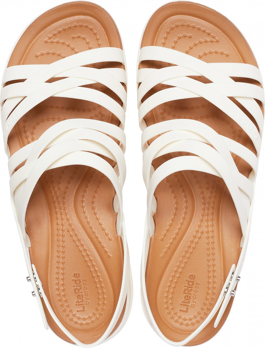 Sandale Crocs Brooklyn Strappy Low Wedge Alb - Oyster - poza 3