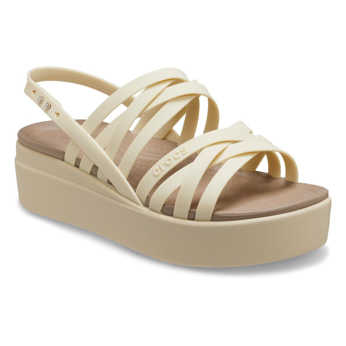 Sandale Crocs Brooklyn Strappy Low Wedge Bej - Bone - poza 1