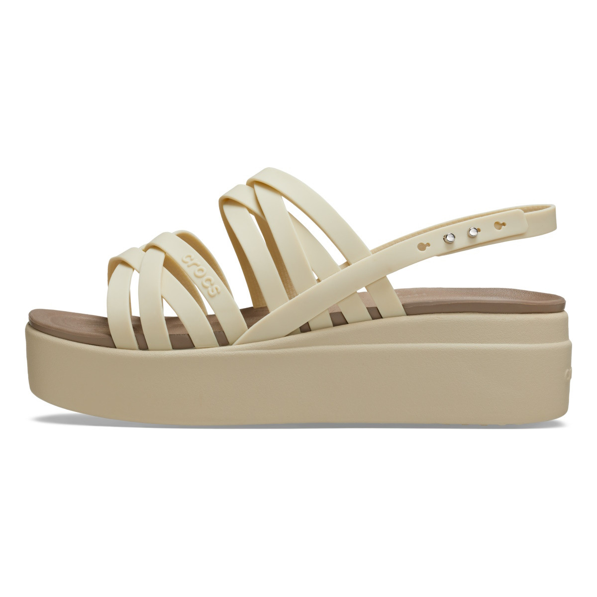 Sandale Crocs Brooklyn Strappy Low Wedge Bej - Bone - poza 3