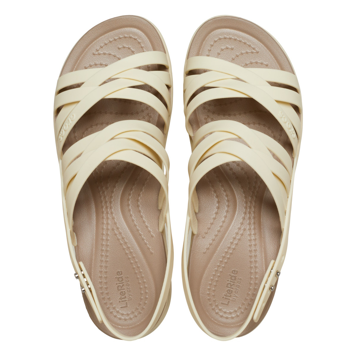 Sandale Crocs Brooklyn Strappy Low Wedge Bej - Bone - poza 5