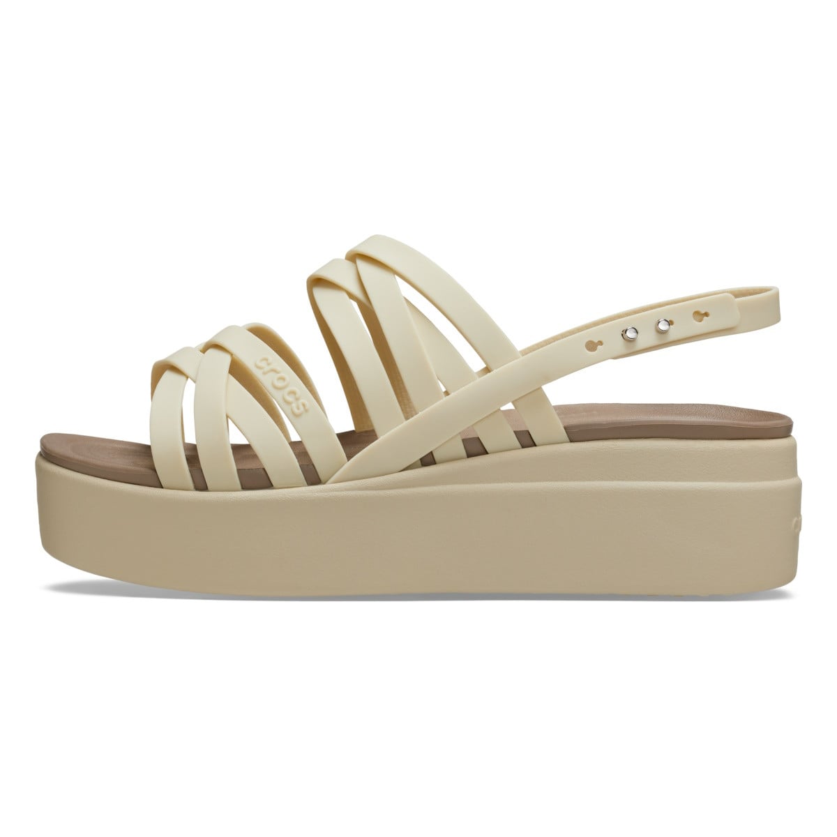 Sandale Crocs Brooklyn Strappy Low Wedge Bej - Bone - poza 3