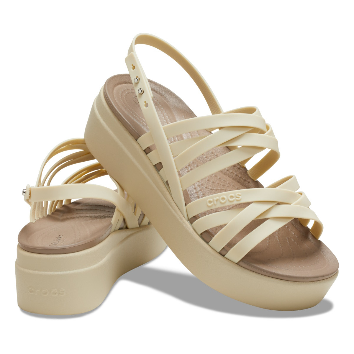Sandale Crocs Brooklyn Strappy Low Wedge Bej - Bone - poza 4