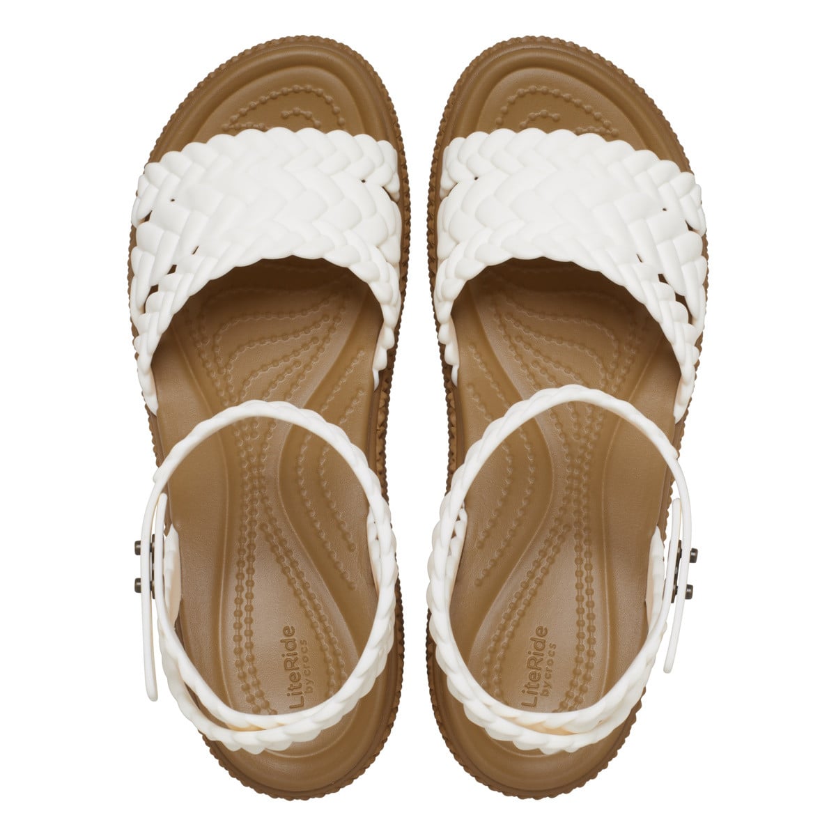 Sandale Crocs Brooklyn Woven Ankle Strap Wedge Alb - Chalk - poza 4