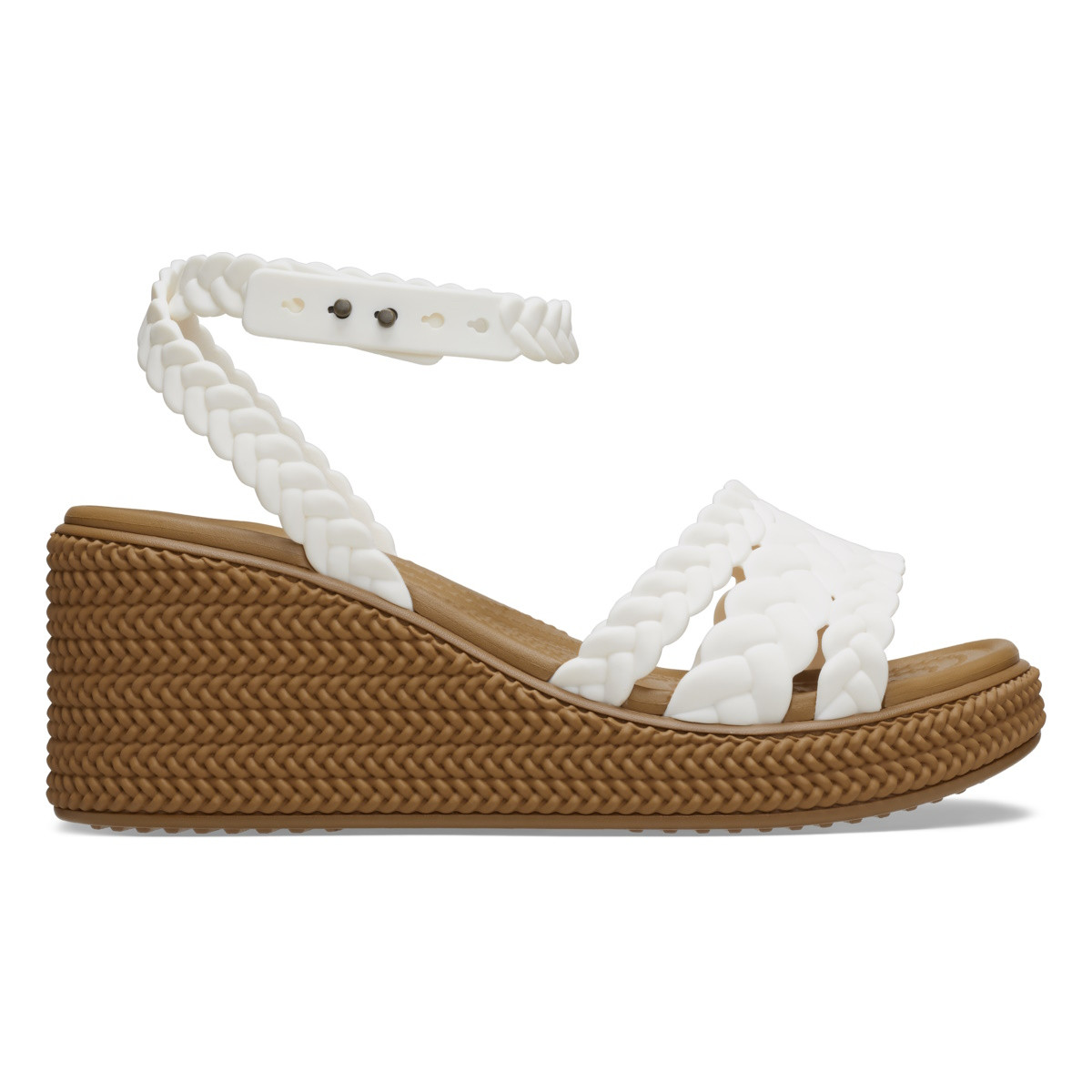 Sandale Crocs Brooklyn Woven Ankle Strap Wedge Alb - Chalk - poza 1