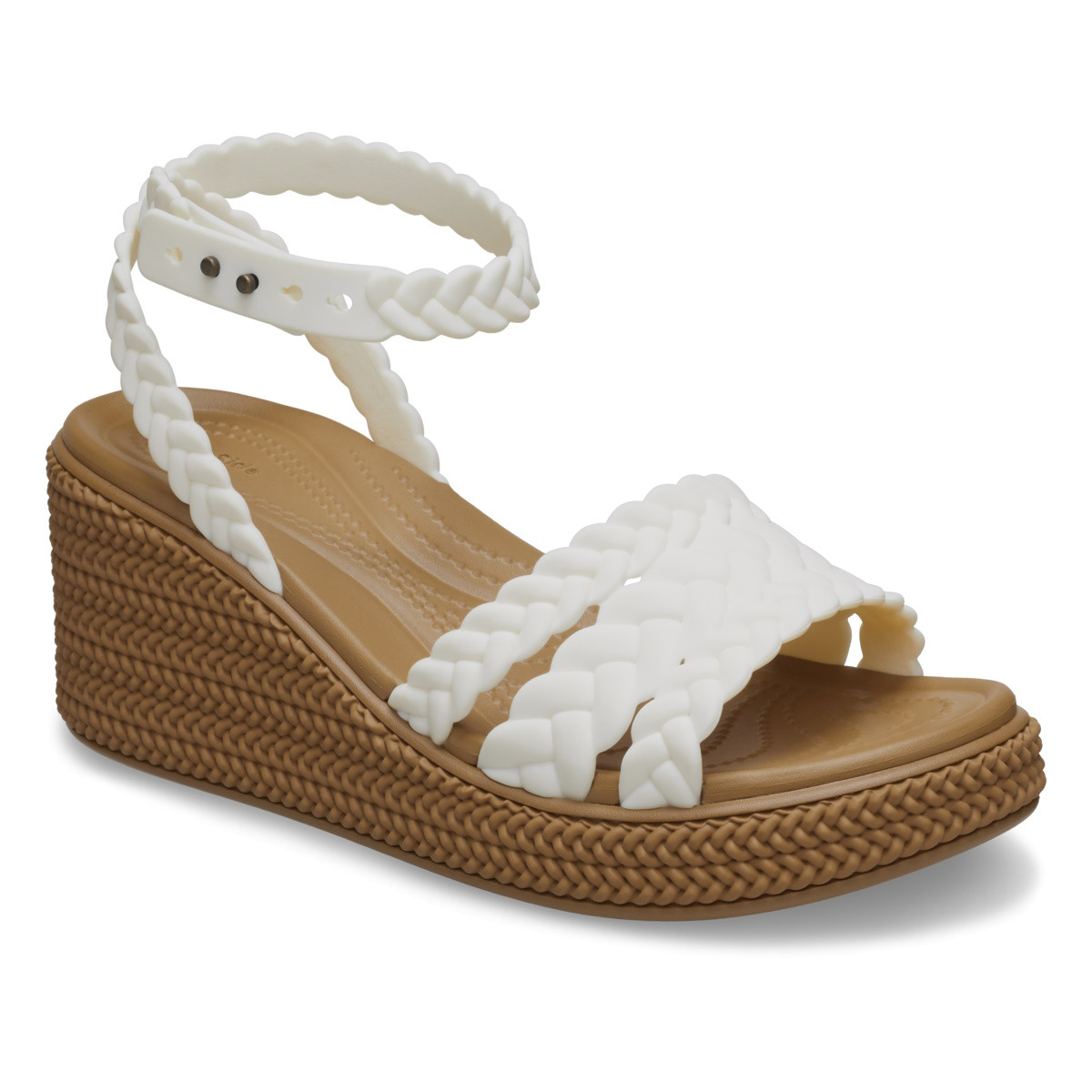 Sandale Crocs Brooklyn Woven Ankle Strap Wedge Alb - Chalk - poza 2