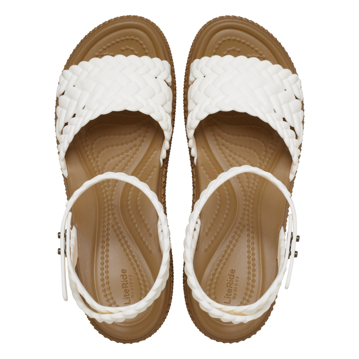 Sandale Crocs Brooklyn Woven Ankle Strap Wedge Alb - Chalk - poza 4