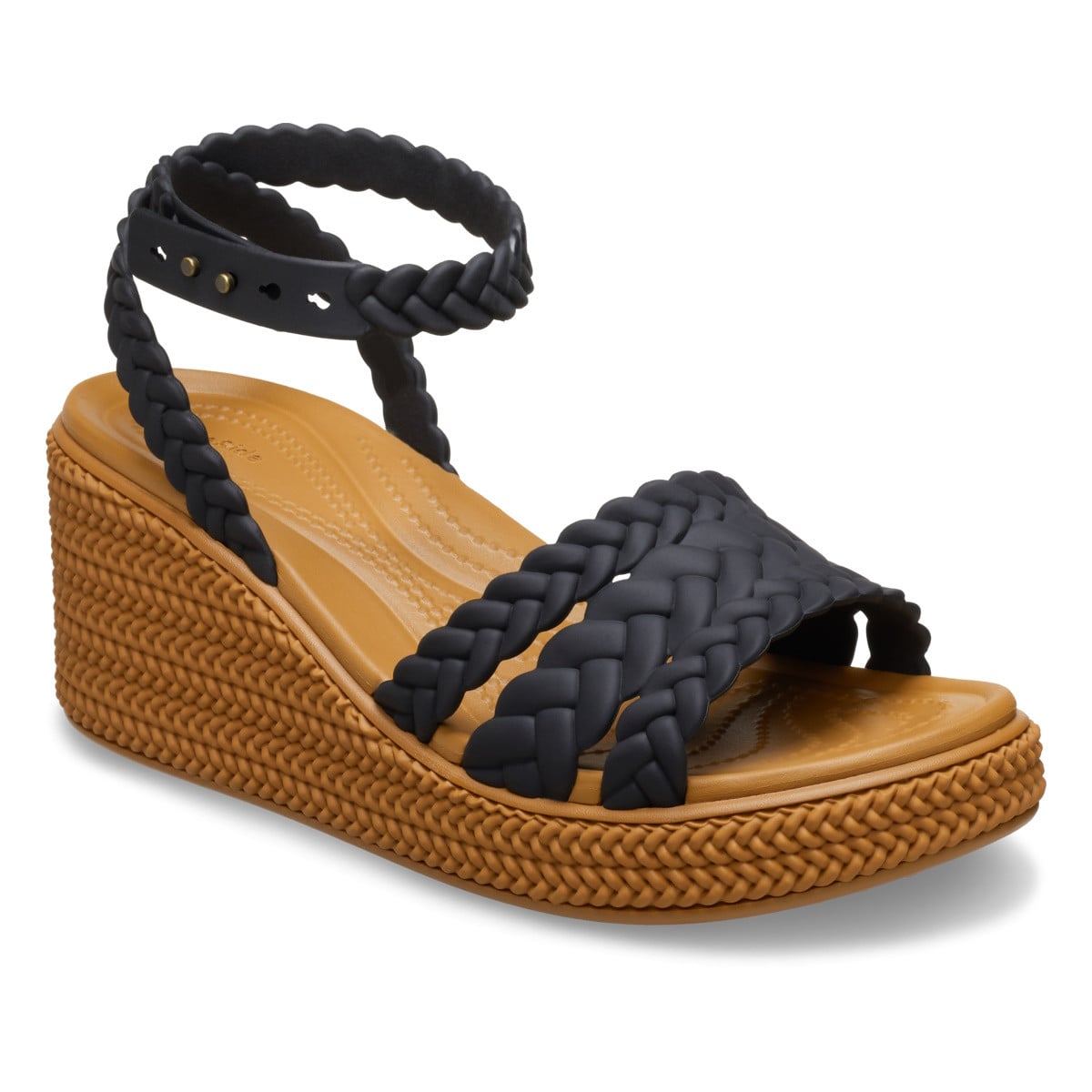 Sandale Crocs Brooklyn Woven Ankle Strap Wedge Negru - Black - poza 2