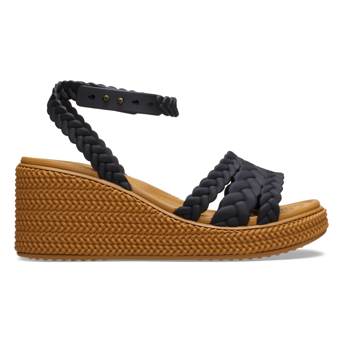 Sandale Crocs Brooklyn Woven Ankle Strap Wedge Negru - Black - poza 1
