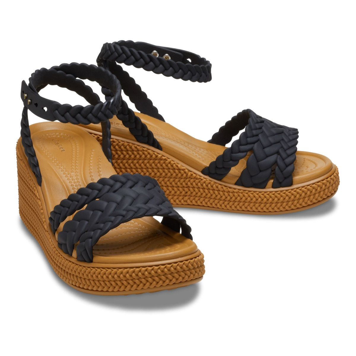 Sandale Crocs Brooklyn Woven Ankle Strap Wedge Negru - Black - poza 3