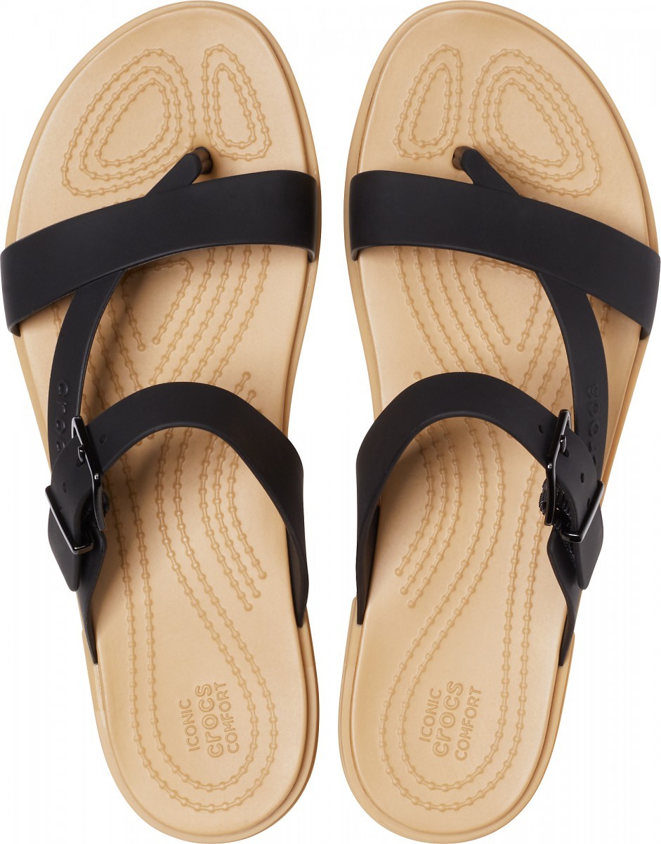 Sandale Crocs Tulum Toe Post Sandal Negru - Black/Tan - poza 3