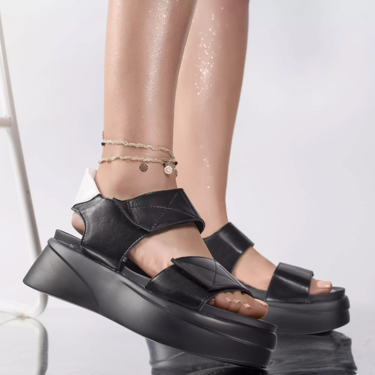 Sandale cu platforma loly negru piele ecologica - poza 3