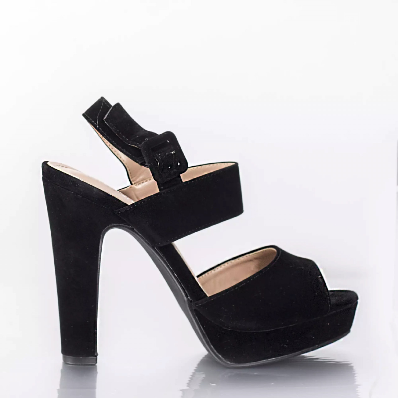 Sandale cu toc parker negru piele intoarsa - poza 2