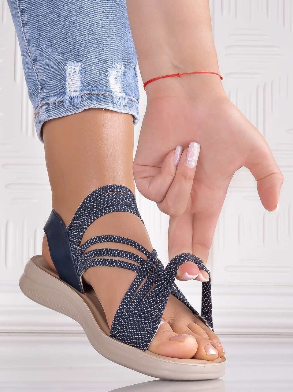 Sandale dama Albastrii din Material Textil Waldan - poza 5