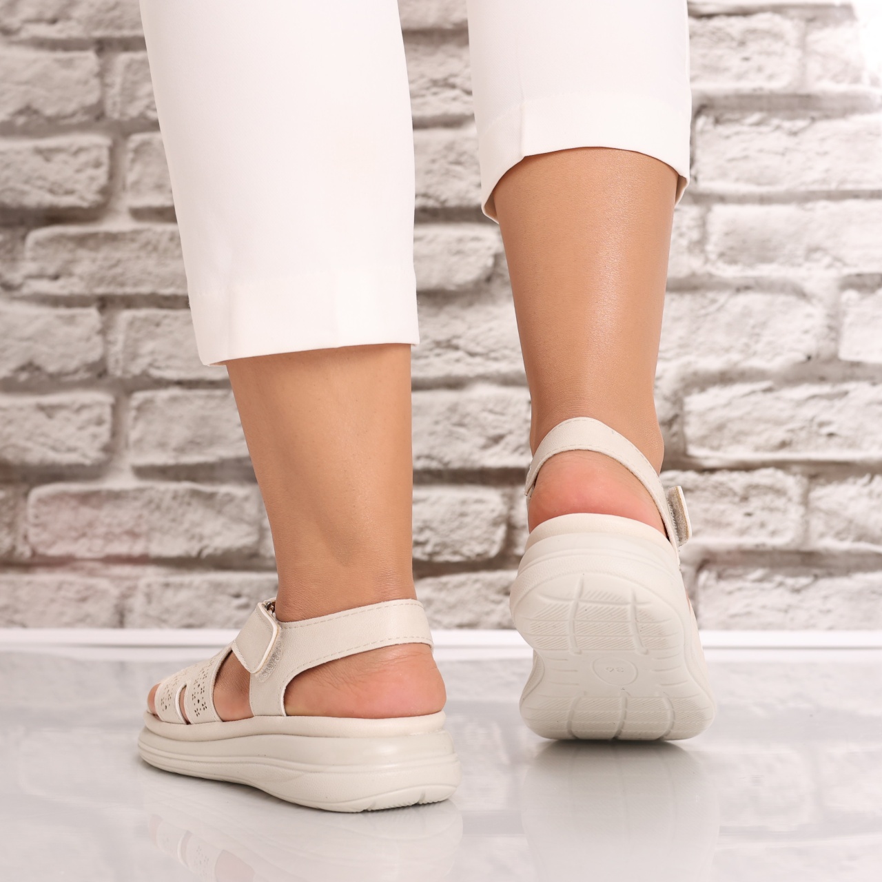 Sandale dama Bej din Piele Ecologica Aloina - poza 5