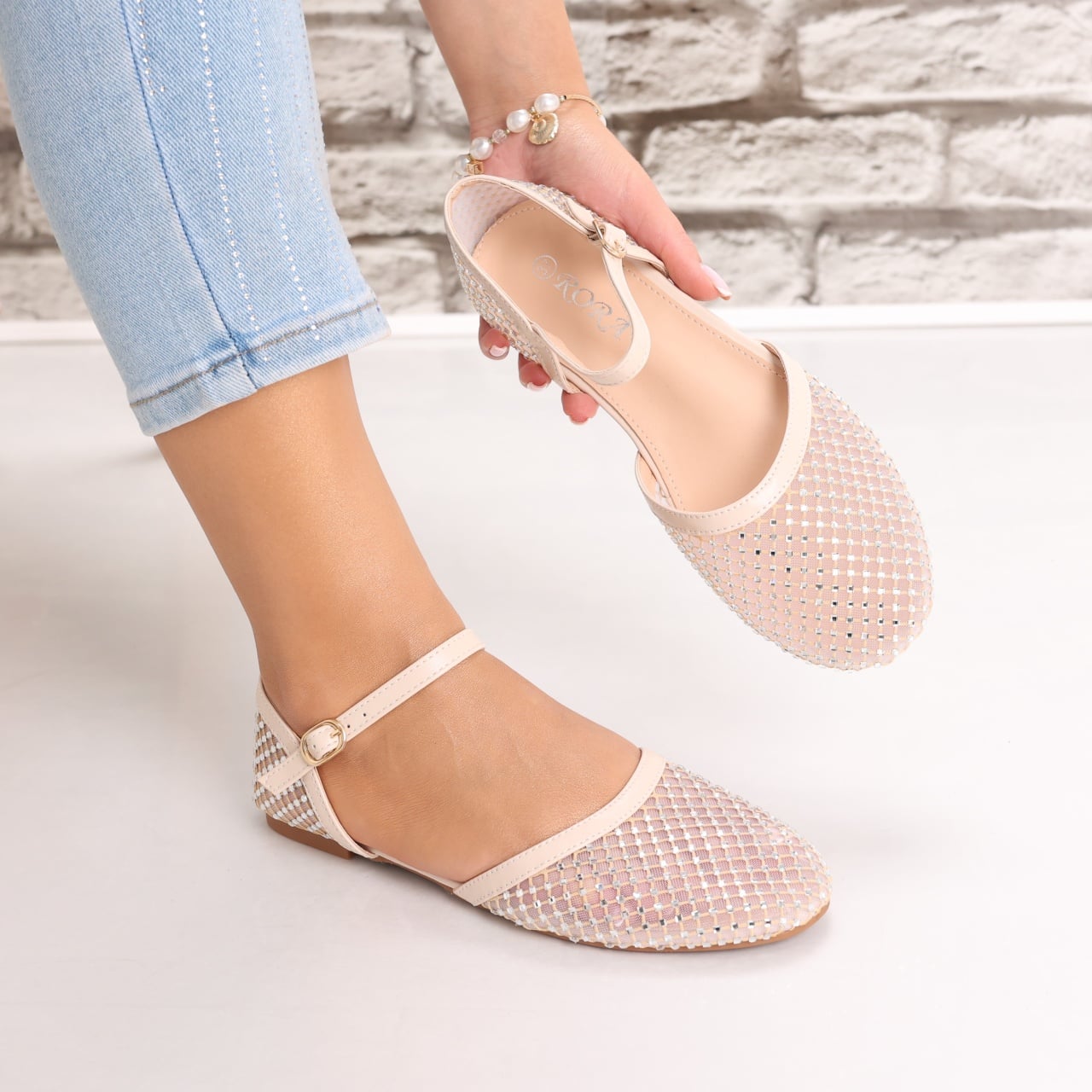 Sandale dama Bej din Textil Safya - poza 1
