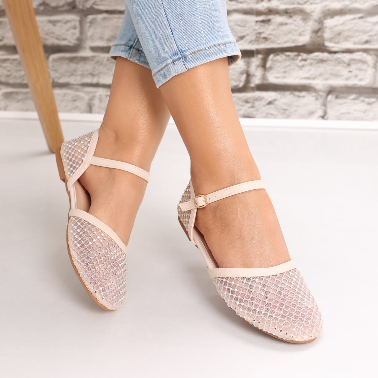 Sandale dama Bej din Textil Safya - poza 3