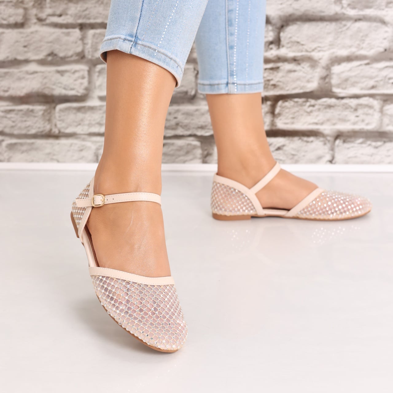 Sandale dama Bej din Textil Safya - poza 4