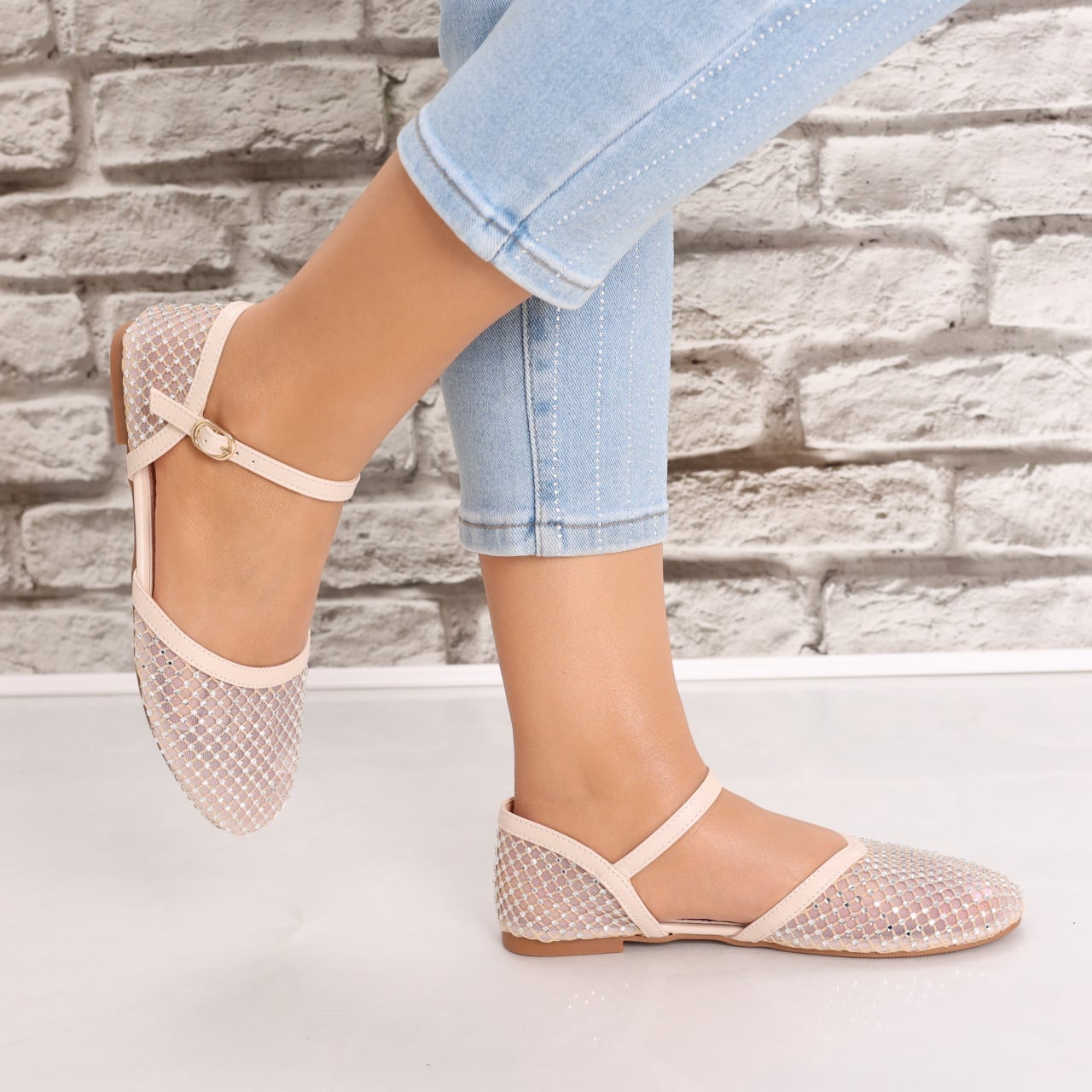 Sandale dama Bej din Textil Safya - poza 5