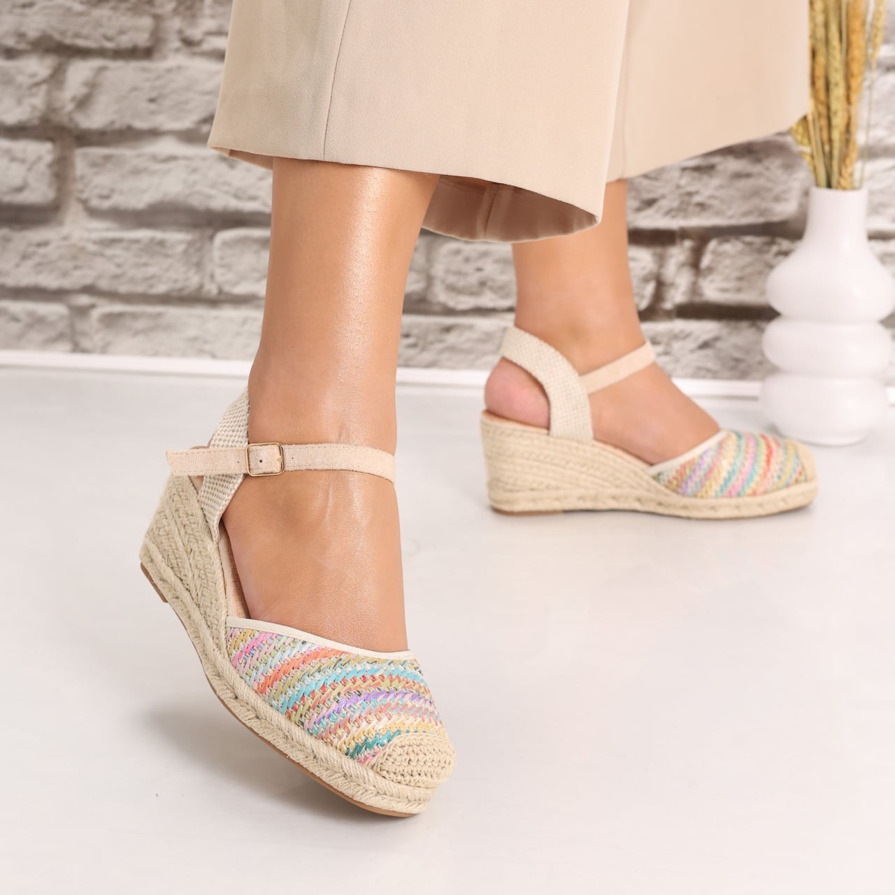 Sandale dama cu platforma Color din Textil Leonara - poza 1
