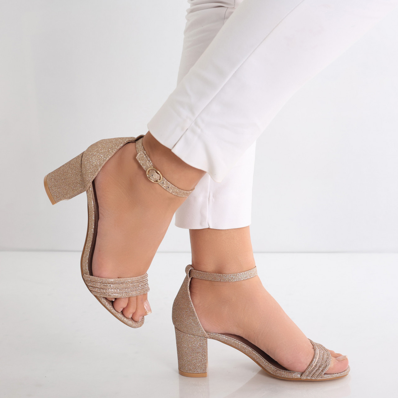 Sandale dama cu toc Bronz din Glitter Darla - poza 5