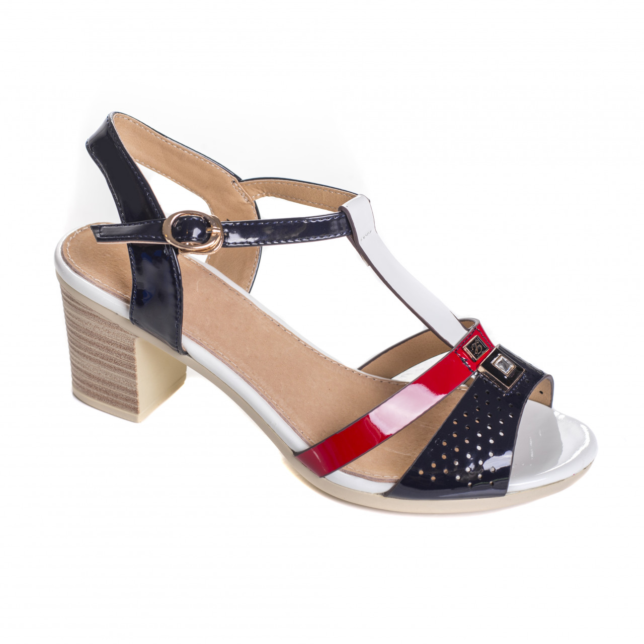 Sandale dama cu toc color din piele eco lacuita farida - poza 5