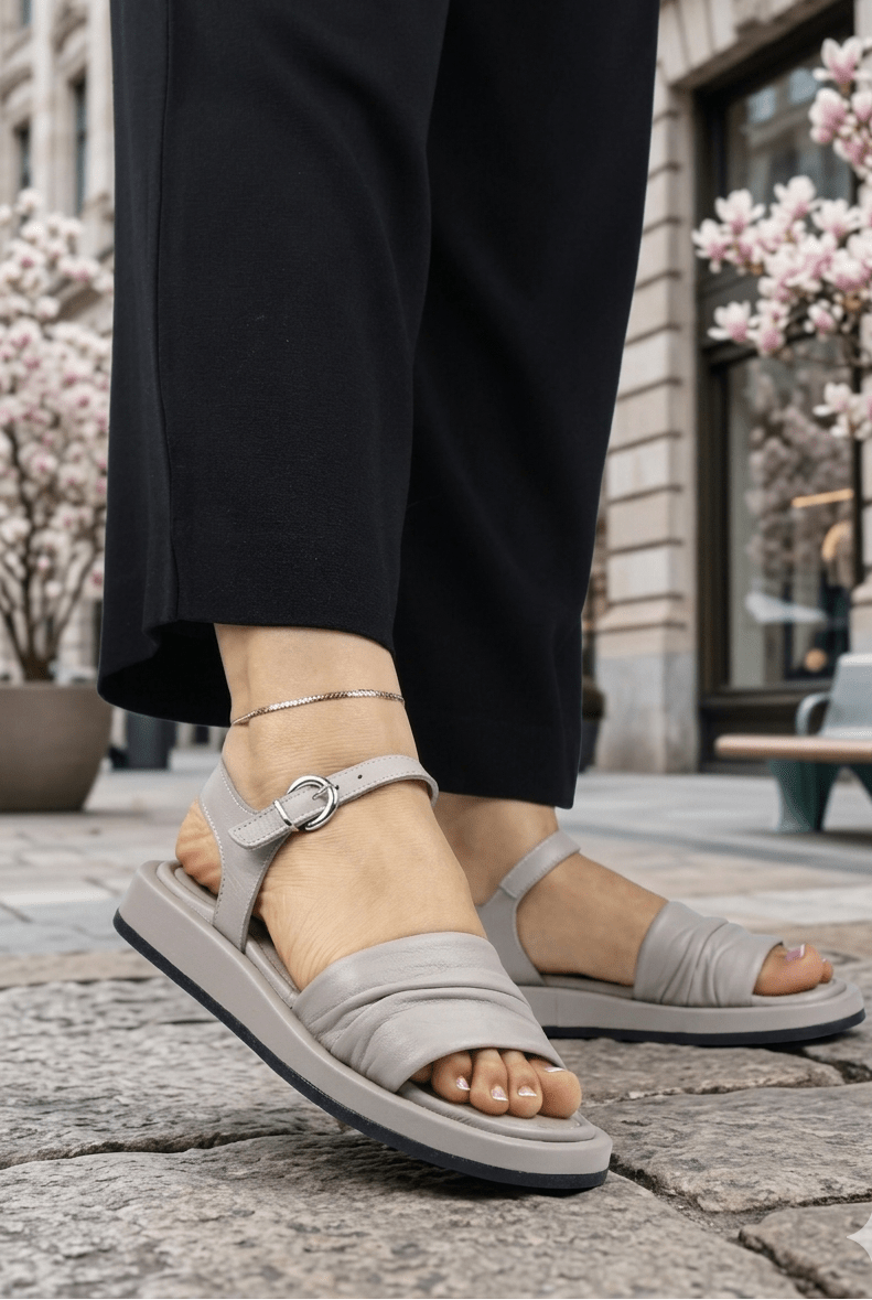 Sandale Dama din Piele Gri - IVETTE TAUPE