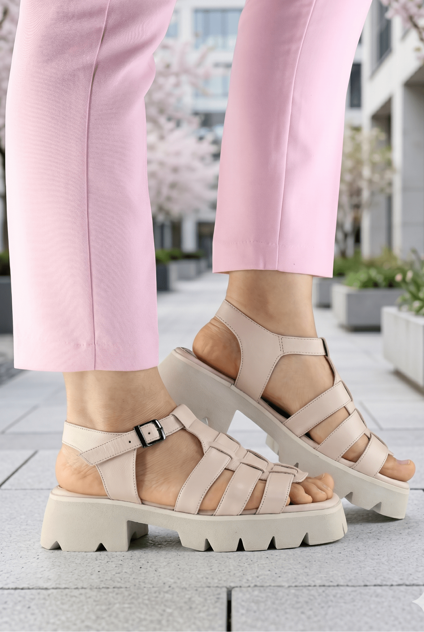 Sandale Dama din Piele Naturala Bej - REDE BEIGE