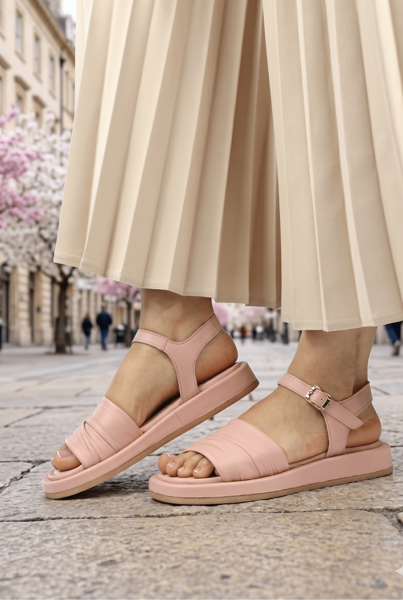 Sandale Dama din Piele Roz Pudra- Ivette PINK