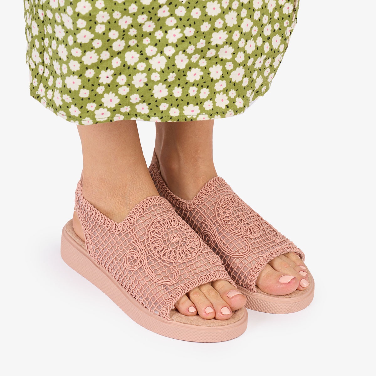 SANDALE dama DIN TEXTIL CU MODEL CRL1017 Culoare: ROZ