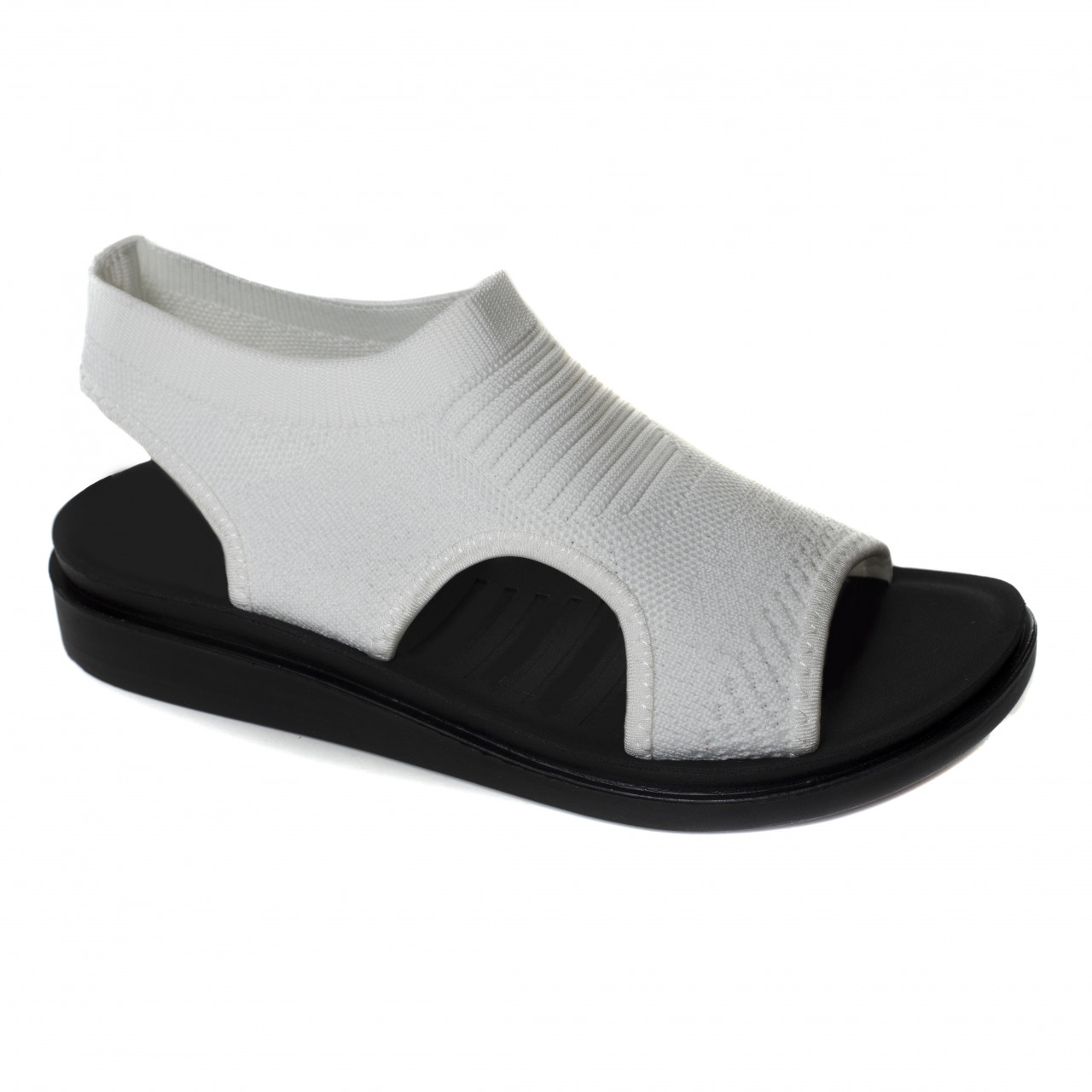 Sandale dama fara toc albe din textil niri - poza 5
