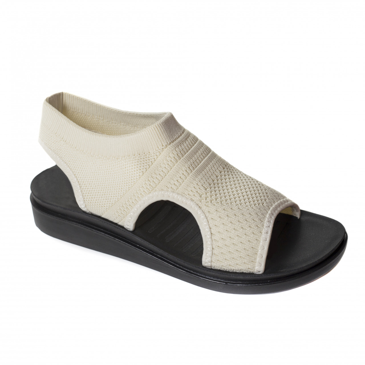 Sandale dama fara toc bej din textil vona - poza 4