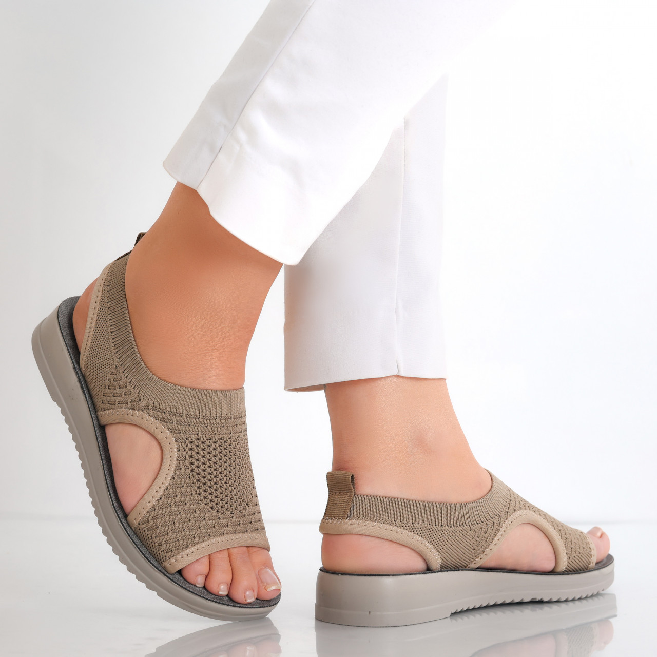 Sandale dama fara toc Kaki din Textil Ortena - poza 5