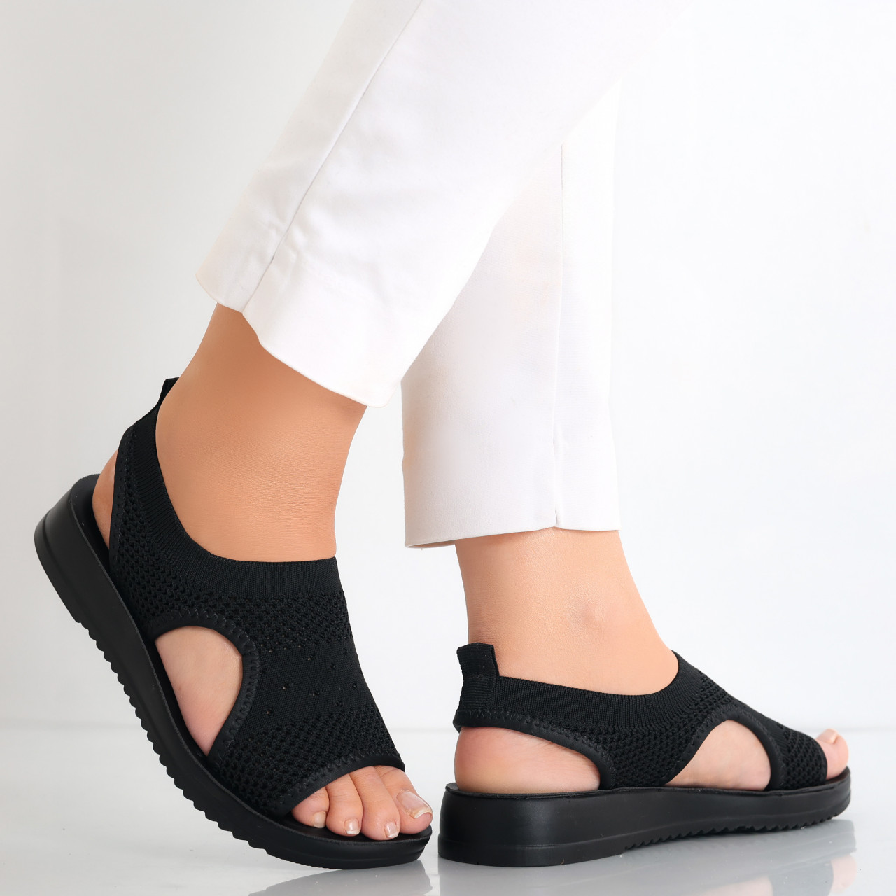 Sandale dama fara toc Negre din Textil Ailana - poza 5