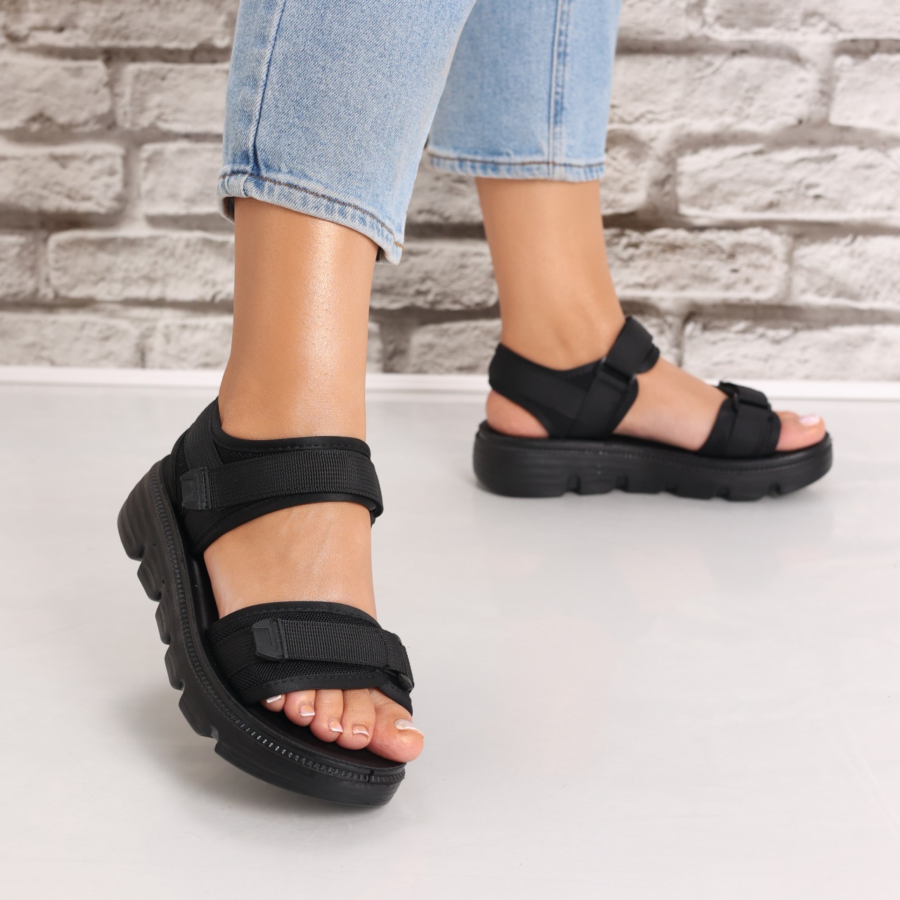 Sandale dama Fara toc Negre din Textil Madisin - poza 3